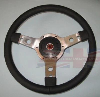 Nuevo volante y adaptador de cuero de 14" Austin Healey Sprite 1958-63 pulido Foto 1 de 2