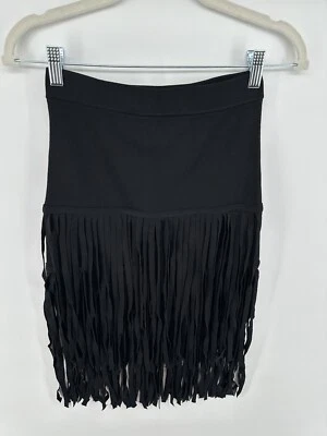 Falda lápiz con flecos de punto negro rosa sin fin XS #2 Foto 1 de 3