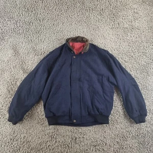 Gant Jacket Mens Extra Large Flyer Bomber USA Wool Blue Leather Collar R20-15 - Picture 1 of 13