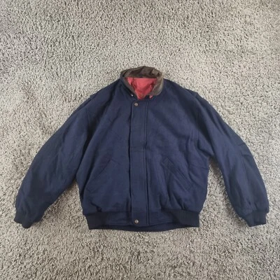 Gant Jacket Mens Extra Large Flyer Bomber USA Wool Blue Leather Collar R20-15 - Image 1 of 4