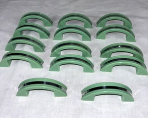 Lot of 14 Vtg Jadite Green Plastic Drawer Pulls Silver Stripe 2.75" L - Picture 1 of 8