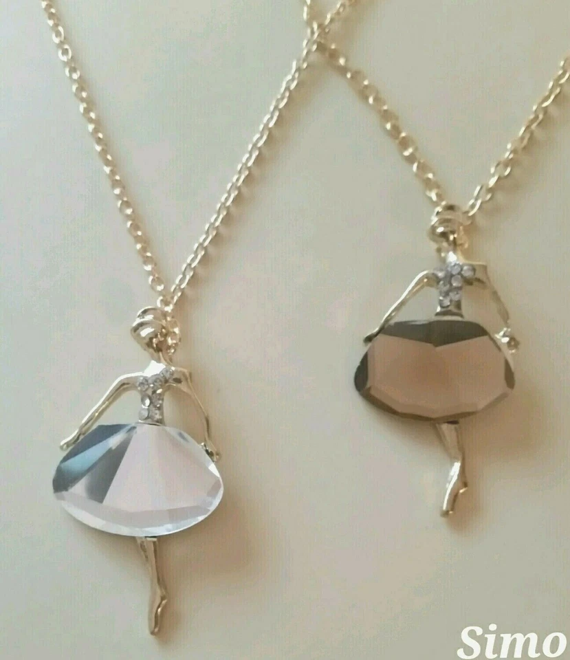 COLLANA  CATENA  LUNGA CHARMS  BALLERINA DANZA LUCE ORO BIANCO AMBRA SCONTI - Immagine 1 di 1