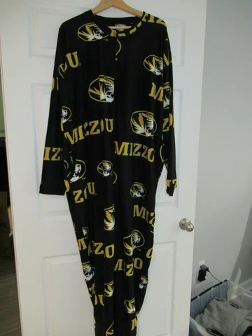 Mizzou Missouri Tigers NCAA Mens Lounge Footie Romper Pajamas One Piece XL Cover