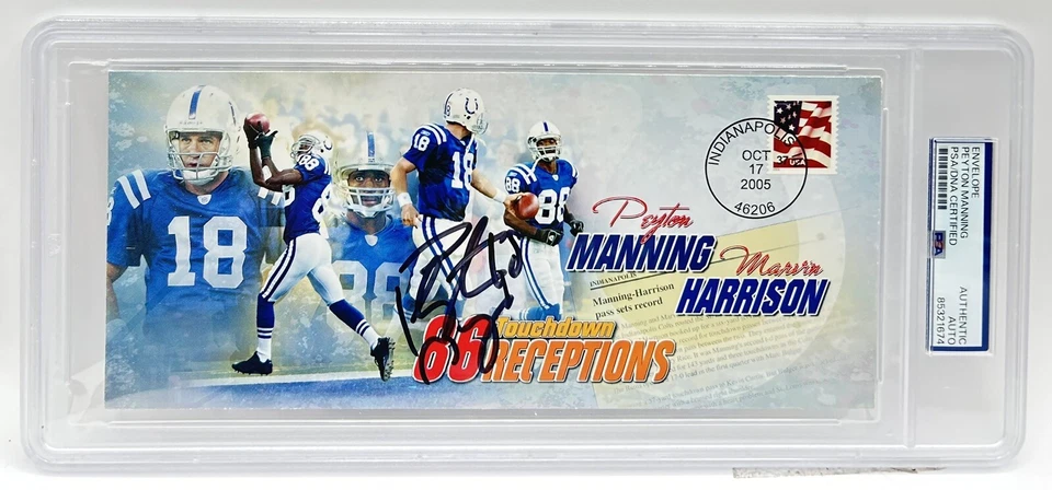Peyton Manning Signed First Day Cover 2006 Touch Down Record Harrison PSA/DNA  - Image 1 of 3