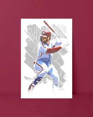 BRYCE HARPER watercolor painting art print/poster PHILADELPHIA PHILLIES FREE S&H Cover