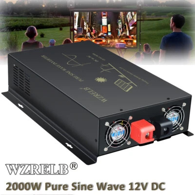 12V Pure Sine Wave Inverter 2000W Power Converter Motor Home System Truck Camp - Image 1 of 4