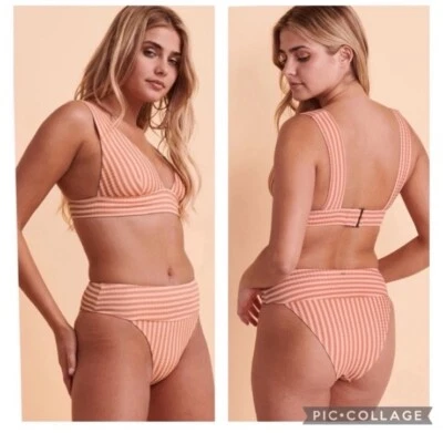 Top de bikini Rip Curl Premium Surf Deep V y cintura alta parte inferior descarada, PEQUEÑO Foto 1 de 4
