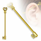 1 Pc 16G 1&1/2"  Heart Key Cz Surgical Steel Industrial Barbells Cartilage