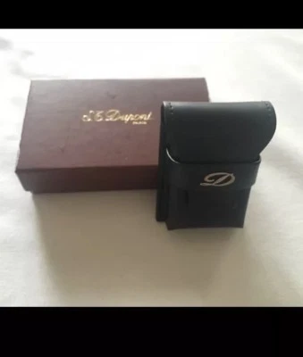 s. t. dupont paris dupont encendedor negro cuero bolsa estuche de viaje con caja Foto 1 de 4