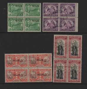 Niue 1946 Victory Peace fine used set as blocks of 4 stamps - Picture 1 of 1