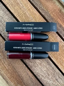MAC RETRO MATTE LIQUID LIPCOLOUR 5 ML/0.17 OZ NEW. RED JADE & HIGH DRAMA. - Picture 1 of 3