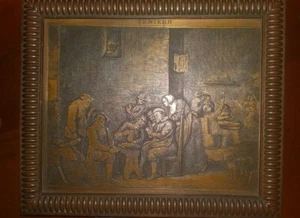 Solid Bronze Engraving of Painting (de taverne) by Flemish Artist David Teniers - Picture 1 of 3