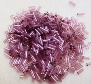 20gms Matsuno 9mm Bugle Beads - Colour 10-RB - Suncatcher Pale Amethyst Crystal