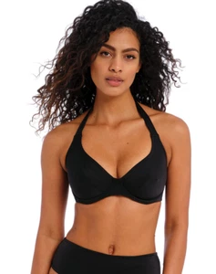Freya 36K USA (36H UK) Jewel Cove Halter Bikini Top NWOT 7232 Black - Picture 1 of 6