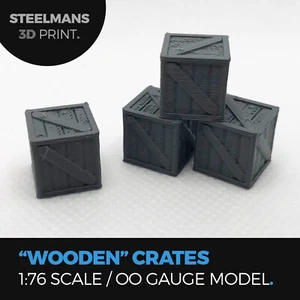 "Wooden" Crate Box (4 Pack) 1:76 Scale / OO Gauge - Model Railway, Diorama GREY - Picture 1 of 1