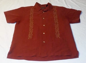 The Havanera Co Shirt Men's Size Large Red Embroidered Short Sleeve 2 Pockets - Picture 1 of 7