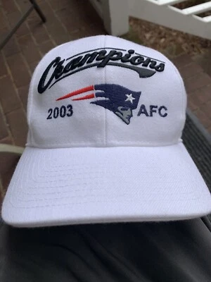 Gorra blanca vintage de los New England PATRIOTS 2003 NFL AFC Champions por REEBOK rara Foto 1 de 4
