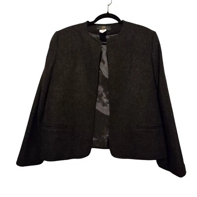 Jaqueta Blazer Aberta Vintage Orvis Feminina Tamanho 14 Cinza 100% Lã Academia Carreira EUA - Imagem 1 de 4