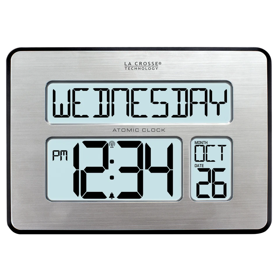 La Crosse Technology C86279 Atomic Full Calendar Clock With Extra Large Digits