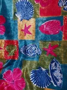 Stretch Velour remnant Vibrant colours. Tropical beach theme. 3.5 yds.68" wide - Picture 1 of 5