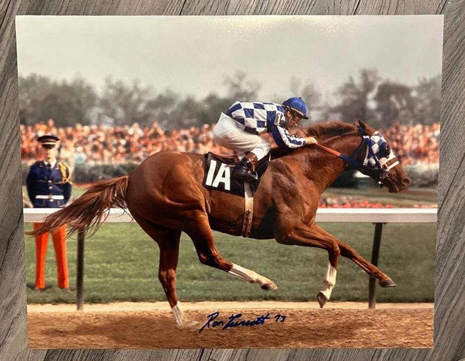 Secretariat 1973 Kentucky Derby foto firmada 3 tamaños Ron Turcotte Foto 1 de 2