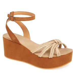 Sandalias de cuña Topshop Weave para mujer UK 6 EU 39 marrón tostado gamuza plataforma anudada - Imagen 1 de 4
