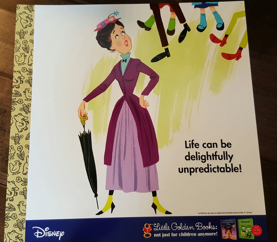Póster promocional 2015 D23 Expo Disney Little Golden Books Mary Poppins 12" X 12" Foto 1 de 1