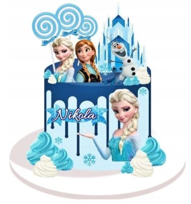 Essbar Elsa Essbar Princess Party Tortenaufleger Torte Ice Zuckermasse + TEXT - Bild 1 von 4