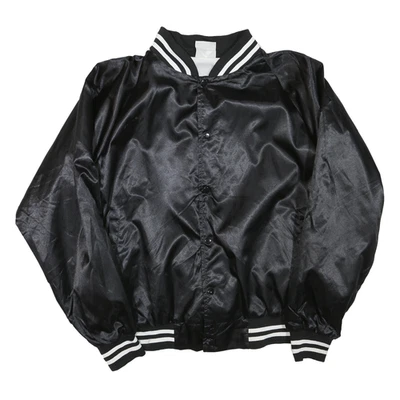 AUGUSTA Mens Black Varsity Jacket XL Polyester Blend Button Plain Retro - Image 1 of 4