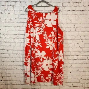 Ava & Viv Red White Floral Sleeveless Summer Sundress 55 Linen 45 Rayon Size 3X - Picture 1 of 12