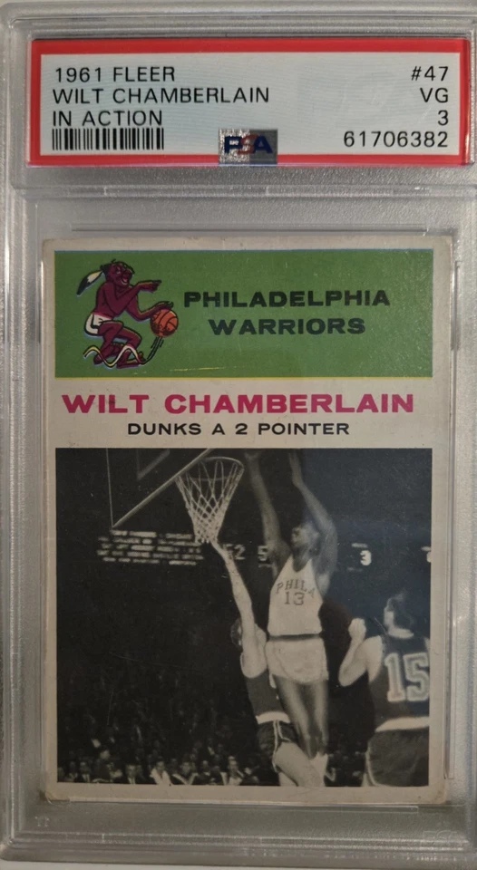 1961–62 Fleer Wilt Chamberlain No47 (RC) PSA 3 HOF - Изображение 1 из 2