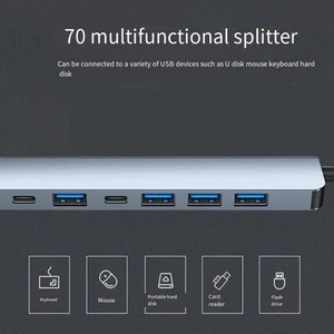 USB3 0 USB C Hub Docking Station 7 Ports TF Card Reader Fast Charge - Zdjęcie 1 z 30