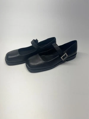 Zapatos planos de ballet Free People para mujer de cuero negro adornado talla 8,5 Foto 1 de 4