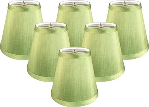 Clip On Empire Chandelier Lamp Shade, 3" x 5" x 4.5", Light Green, Set of 6 - Picture 1 of 13