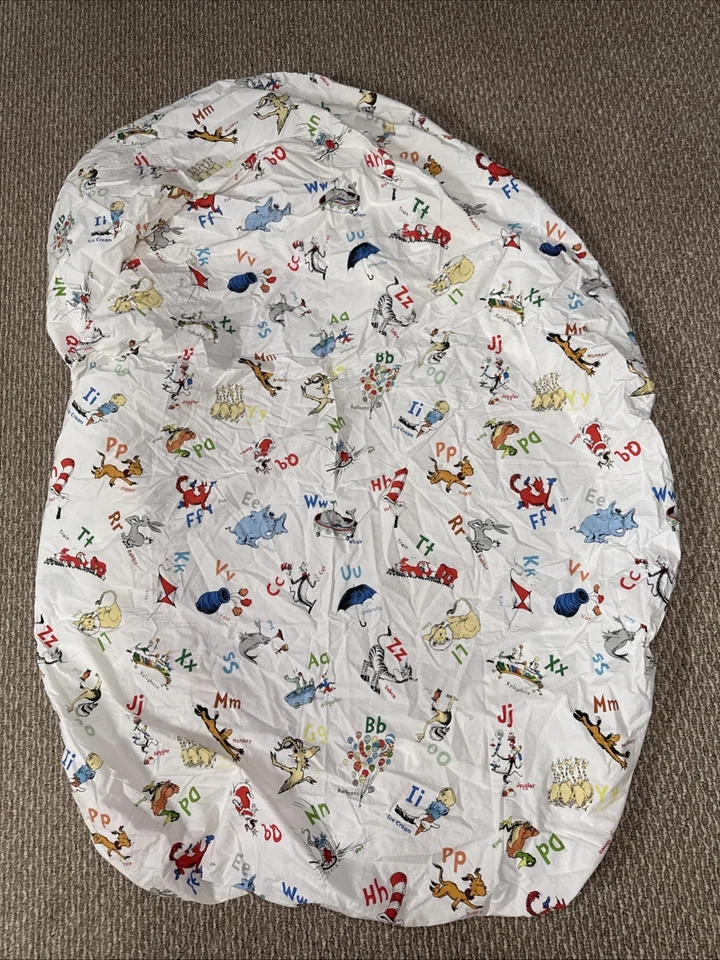Простыня на резинке Pottery Barn Kids Dr Seuss ABC размер Twin 100% хлопок снятая с производства - Изображение 1 из 4