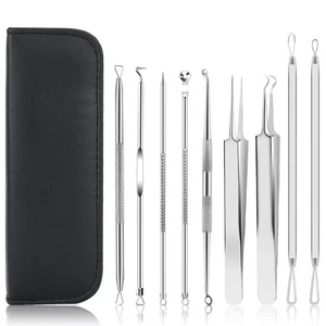 9 STCK. Mitesser Entferner & Pickel Popper Werkzeug Kit mit Edelstahl Pinzette... - Bild 1 von 7