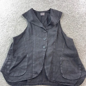Chaleco Boho Completo Lino by Arthurio Negro Mezcla de Lino Sin Mangas Botón Frontal - Imagen 1 de 7