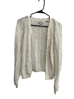 Cárdigan Suéter Allison Brittney Tejido con Cable Botón Frontal Marfil Talla Grande Acogedor Foto 1 de 4