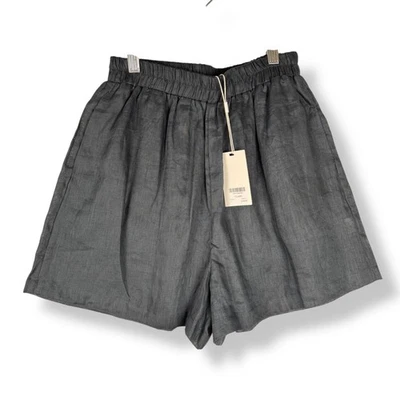 Shorts Mikoh Tellaro de Linho Feminino Tamanho 1 Cinza Escuro Resort Litoral Silencioso Luxo - Imagem 1 de 4