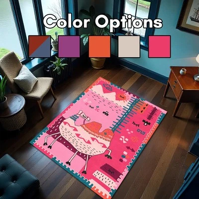 Alfombra Camel Multicolor Boho Desierto Niños Alfombra Marroquí Estampado Animal Decoración Foto 1 de 2