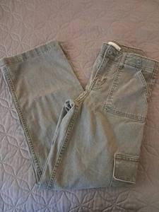 Abercrombie Kids Wide Leg Green Cargo Pants Size 11/12 - Picture 1 of 8