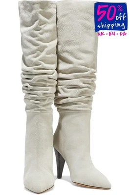 PVP €750 IRO BAILEY Gamuza Cuero Botas Hasta la Rodilla US8 FR39 UK6 Diseño Slouchy Foto 1 de 4