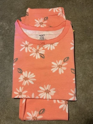 Novo com etiquetas Conjunto de Pijama Carter's Girls Coral Floral Ajuste Confortável Manga Curta Tamanho 7 - Imagem 1 de 4