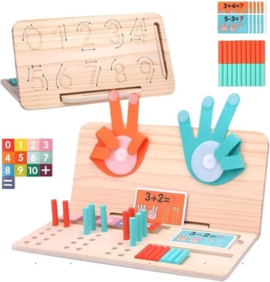 JUGUETES DE APRENDIZAJE DE MATEMÁTICAS MONTESSORI PARA NIÑOS JUEGO DE COUTING EDUCATIVO DE MADERA, DOS CARAS Foto 1 de 4