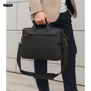 Sacoche d'ordinateur portable en cuir premium pour hommes - sac d'ordinateur en cuir - mallette pour ordinateur portable pour hommes - Photo 1/11