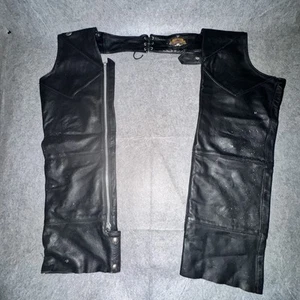 HARLEY DAVIDSON Men's Leather Motorcycle Chaps Biker Authentic Size S USA - Picture 1 of 6