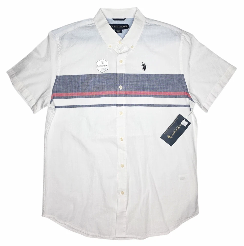 U.S. Polo Assn. #11770 NEW Men's 100% Cotton Short Sleeve Button Up Woven Shirt - Image 1 of 1