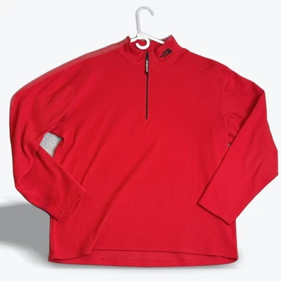 Pulôver masculino The North Face de lã vermelha quarto de zíper grande externo - Imagem 1 de 4