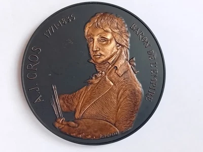 Médaille bicolore en bronze. Baron Antoine-Jean Gros, peintre et élève de David. - Photo 1/2