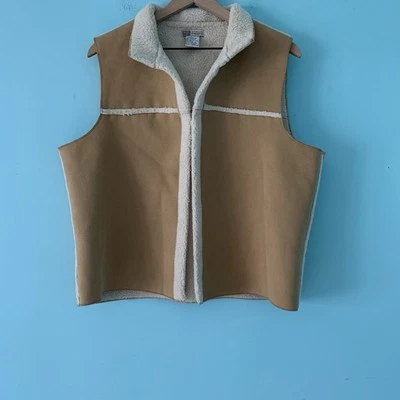 Chaleco Térmico Forrado Sherpa Western Vintage Gamuza Glory Desteñido Marrón XL Raro Foto 1 de 4